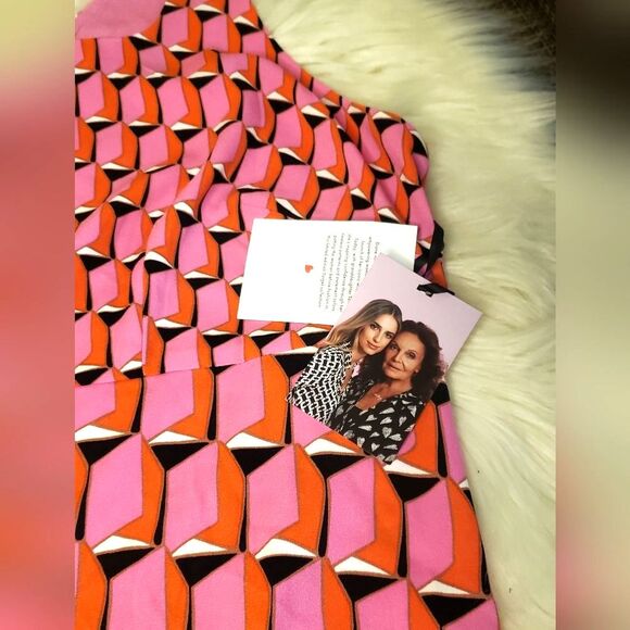 Diane Von Furstenberg DVF Target Womens Plus 28 Pink 90s Geo Mini 70s Dress NWT - Picture 7 of 16